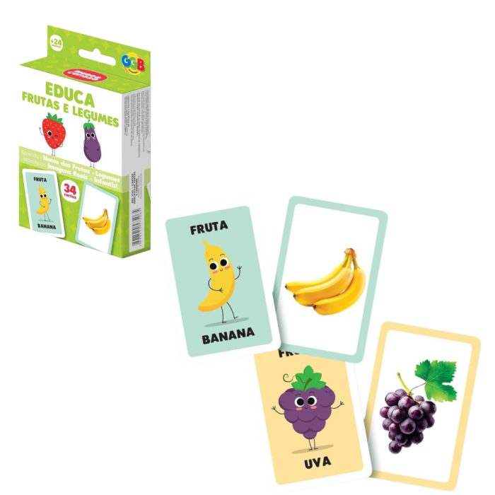 JOGO EDUCA - FRUTAS E LEGUMES 34 CARTAS - GGB PEDAGÓGICO