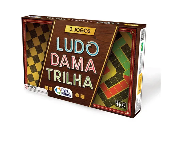JOGO LUDO, DAMA E TRILHA  3 EM 1 PAIS E FILHOS