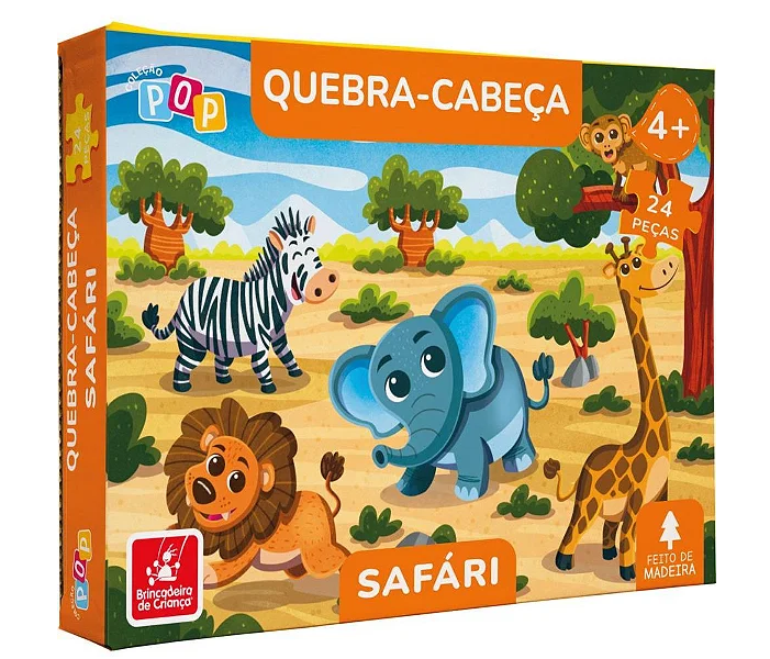 QUEBRA-CABEÇA EM MADEIRA PEDAGOGICO SAFARI - BRINCADEIRA DE CRIANÇA