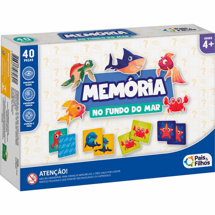 JOGO DA MEMÓRIA NO FUNDO DO MAR - 40 PEÇAS
