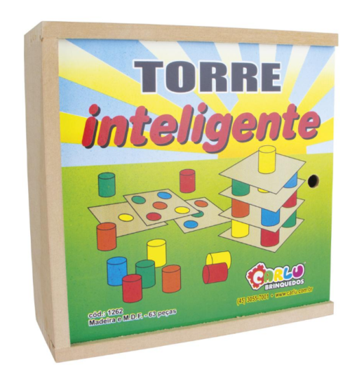 JOGO TORRE INTELIGENTE BRINQUEDO PEDAGOGICO EM MADEIRA - CARLU TDAH