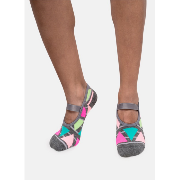 MEIA SAPATILHA ANTIDERRAPANTE CINZA GEOMETRICA NEON 34 A 39 - PUKET