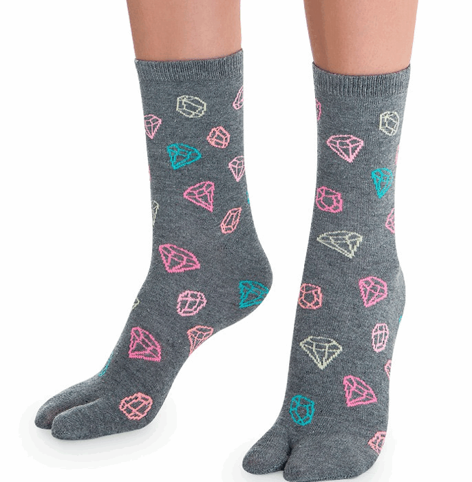 MEIA DEDINHOS CHINELINHO  DIAMANTES CINZA MESCLA 34 A 39 - PUKET