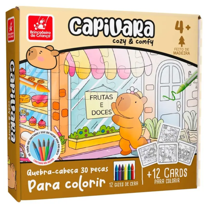 QUEBRA CABEÇA CAPIVARA PARA COLORIR - EM MADEIRA 30 PEÇAS PEDAGOGICO