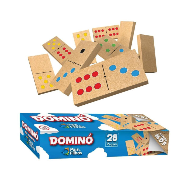 DOMINÓ MADEIRA MDF 28 PEÇAS -PEDAGOGICO PAIS E FILHOS