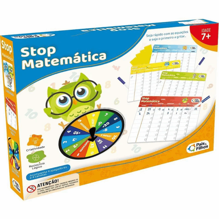 JOGO STOP  DE MATEMÁTICA - PEDAGOGICO PAIS E FILHOS