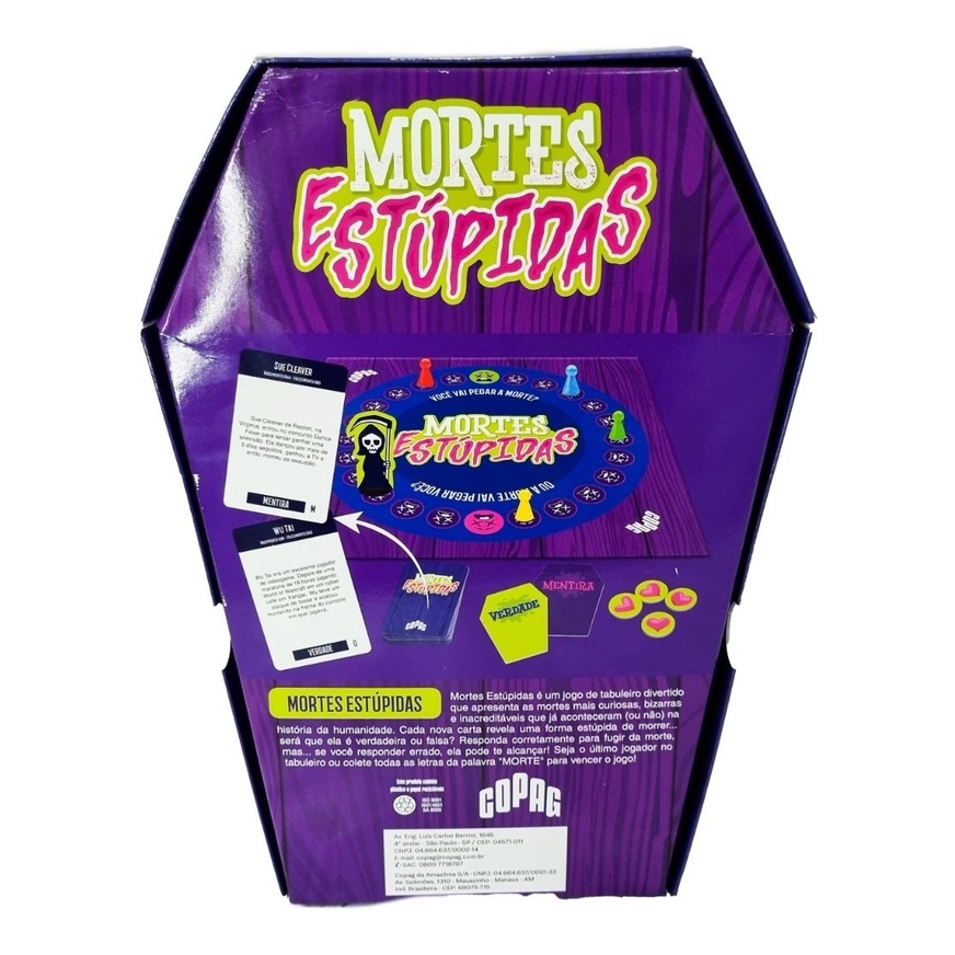 Jogo de Tabuleiro Infantil - Mortes Estúpidas - 204 Cartas - Copag