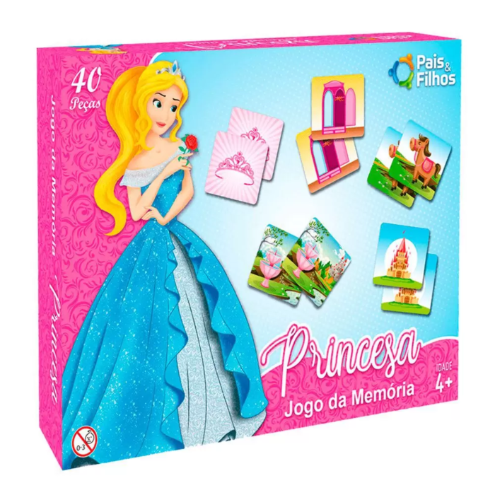JOGO DA MEMÓRIA PRINCESAS BRINQUEDO PEDAGOGICO 40 PEÇAS - PAIS E FILHOS