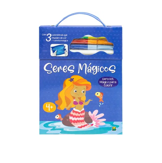 LIVRO BRINQUEDO PARA COLORIR PEDAGÓGICO SERES MAGICOS SEREIAS COM CANETINHAS MÁGICAS