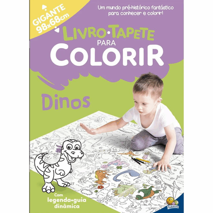 LIVRO BRINQUEDO EM FORMA DE TAPETE PARA COLORIR PEDAGÓGICO - DINOSSAUROS