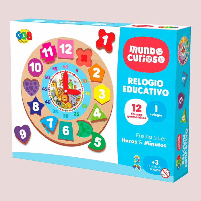JOGO RELÓGIO EDUCATIVO MUNDO CURIOSO PEDAGÓGICO - GGB PLAST SELO TDAH