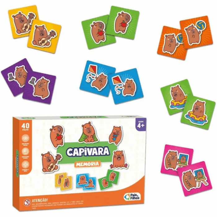 JOGO DA MEMÓRIA CAPIVARA 40 PEÇAS- PEDAGOGICO PAIS E FILHOS
