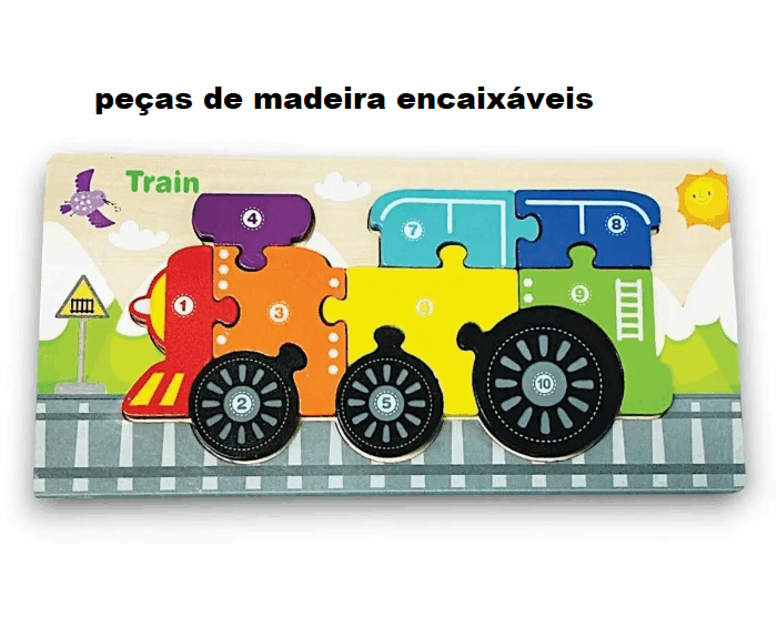 QUEBRA CABEÇA TRAIN / TREM 11 PEÇAS - BRINQUEDO PEDAGOGICO EM MADEIRA - TOY MIX