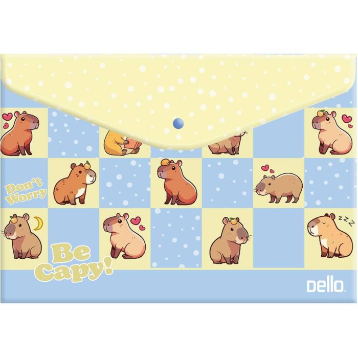 PASTA ESCOLAR A4 DE BOTÃO CAPIVARA  AZUL UNIDADE - PAPELARIA DIVERTIDA BRW
