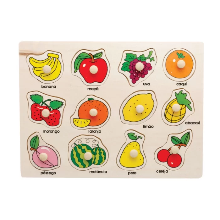 ENCAIXE DIVERTIDO COM PINOS FRUTAS - BRINQUEDO PEDAGOGICO EM MADEIRA - TOY MIX