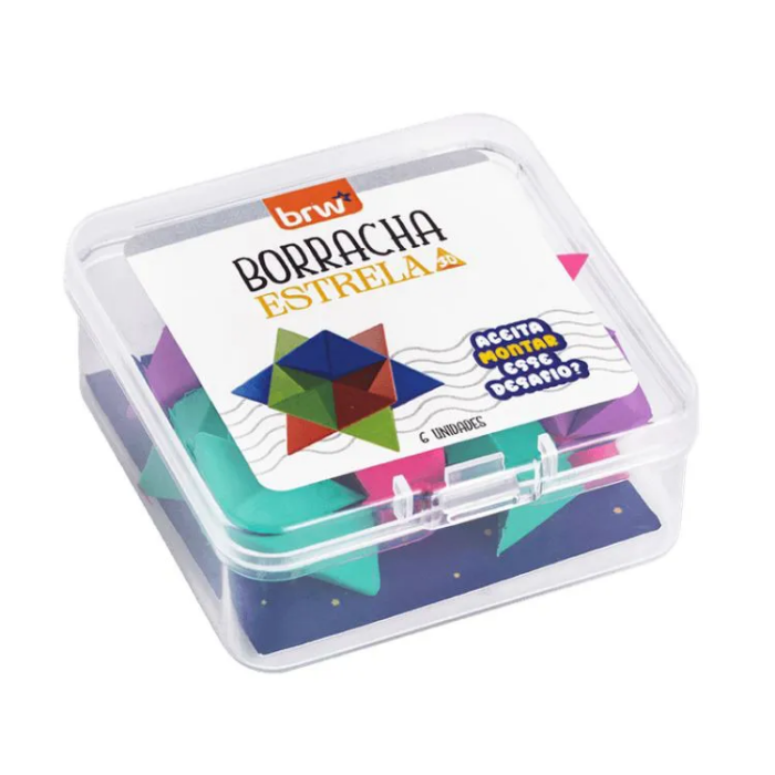 BORRACHA ESCOLAR ESTRELA 3D PARA MONTAR  - PAPELARIA DIVERTIDA BRW PEDAGOGICO