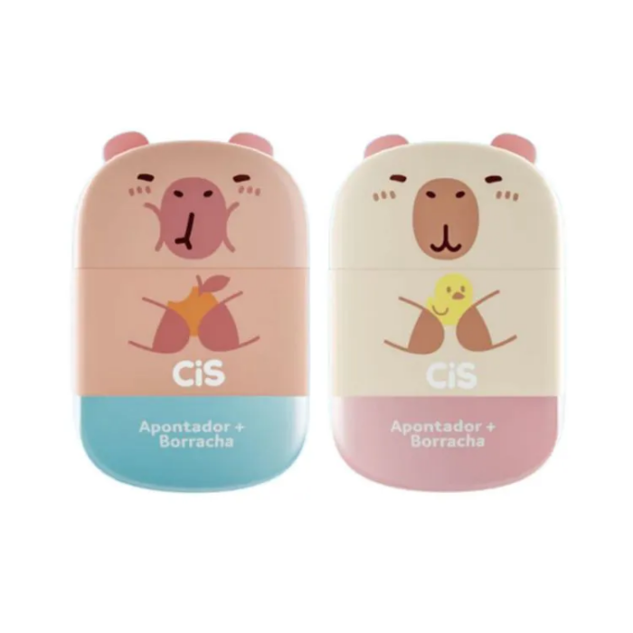 APONTADOR ESCOLAR  COM BORRACHA CAPIVARA UNIDADE - PAPELARIA DIVERTIDA CIS
