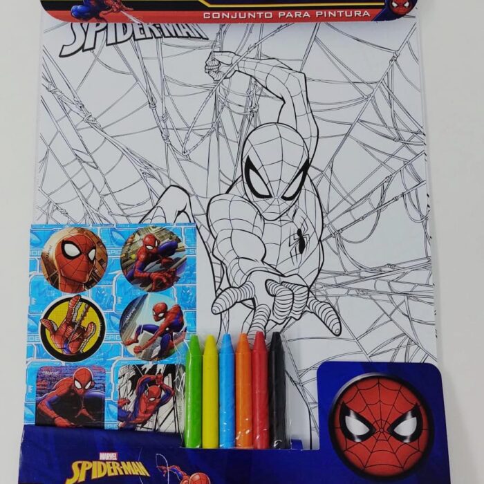 LIVRO PARA COLORIR KIT HOMEM ARANHA - GIZ, FOLHAS E ADESIVOS - PEDAGÓGICO (cópia)