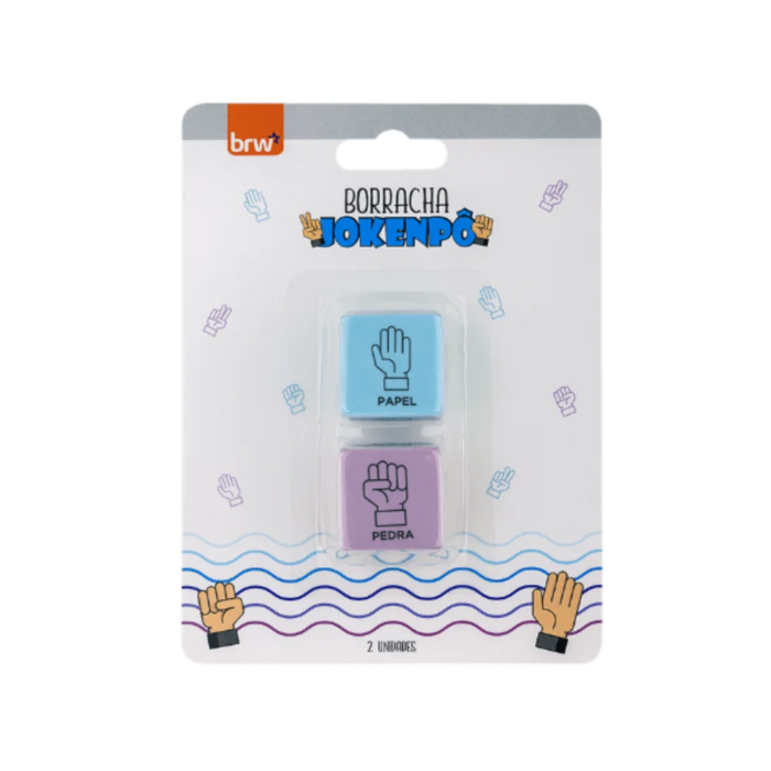 BORRACHA ESCOLAR JOKENPO SORTIDAS COM 2 UNIDADES POR BLISTER - PAPELARIA DIVERTIDA BRW