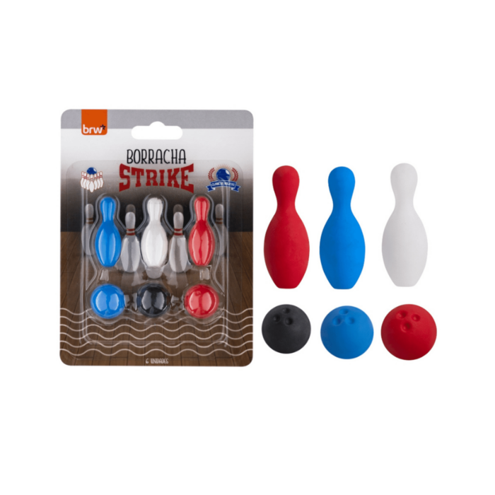 BORRACHA ESCOLAR STRIKE SORTIDAS COM 6 UNIDADES POR BLISTER - PAPELARIA DIVERTIDA BRW