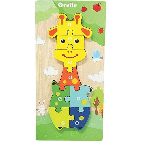 QUEBRA CABEÇA GIRAFA / GIRAFFE 9 PEÇAS - BRINQUEDO PEDAGOGICO EM MADEIRA - TOY MIX