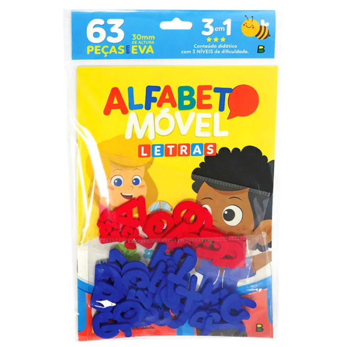 BRINCANDO COM LETRAS ALFABETO MÓVEL 63 PEÇAS EM EVA PEDAGOGICO BRASILEITURA