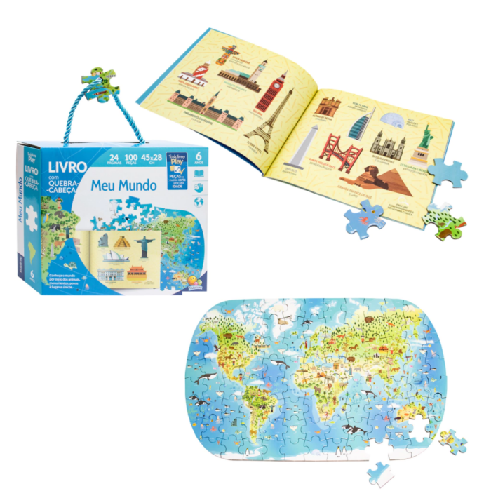 LIVRO INFANTIL COM QUEBRA CABEÇA - MEU MUNDO - MAPA MUNDI - TODOLIVRO PLAY PEDAGÓGICO