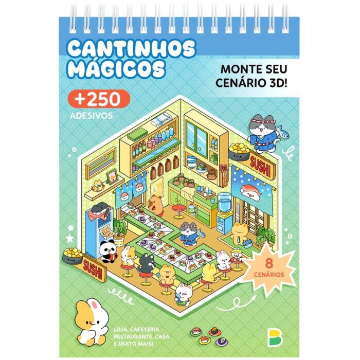 LIVRO BRINQUEDO CENÁRIO 3D COM ADESIVOS CANTINHOS MÁGICOS - PEDAGOGICO BRASILEITURA