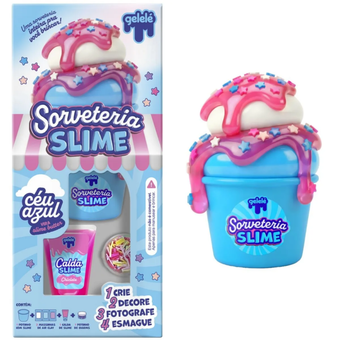 SLIME CÉU AZUL GELELÉ SORVETERIA - DOCE BRINQUEDO