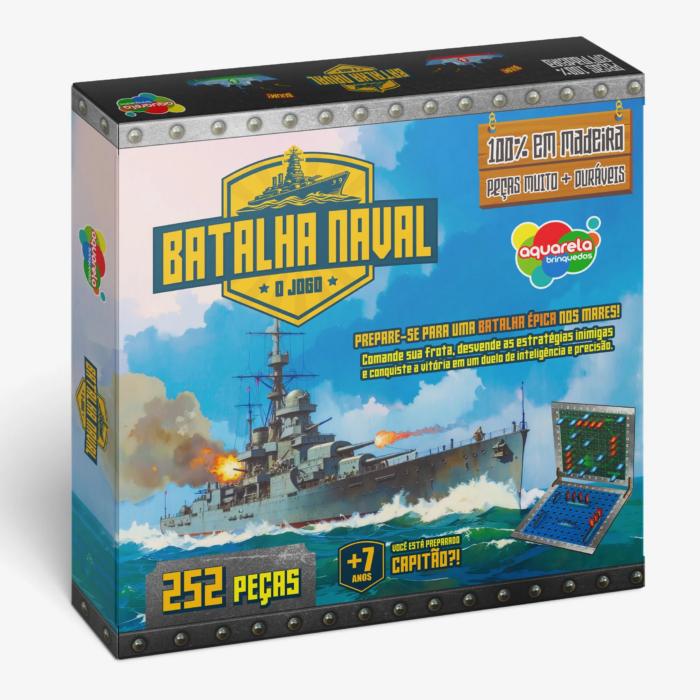 JOGO BATALHA NAVAL PEDAGÓGICO  EM MADEIRA - AQUARELA