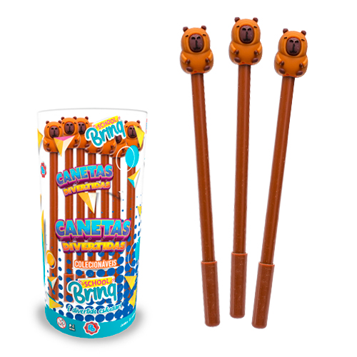 CANETA GEL ESCOLAR  CAPIVARA UNIDADE - PAPELARIA DIVERTIDA POLIBRINQ